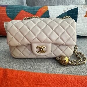 Chanel Mini Flap Timeless Shoulder Bag Blush Pink/beige